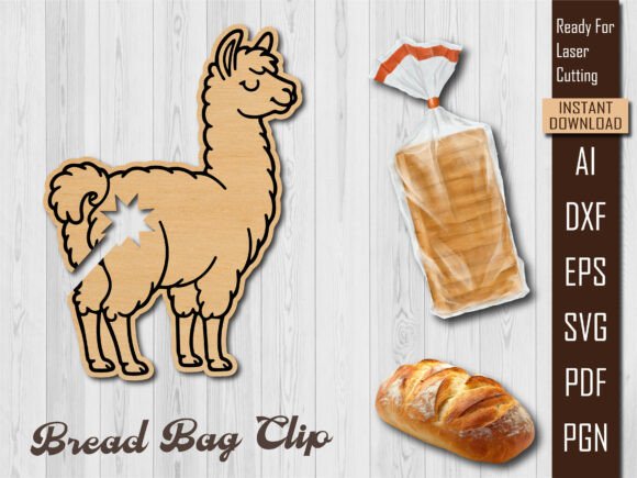 Alpaca Bread Clip SVG for Laser Cutting and Home Decor