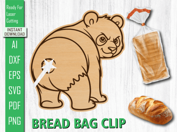 Bear Animal Laser Cut Bread Clip SVG