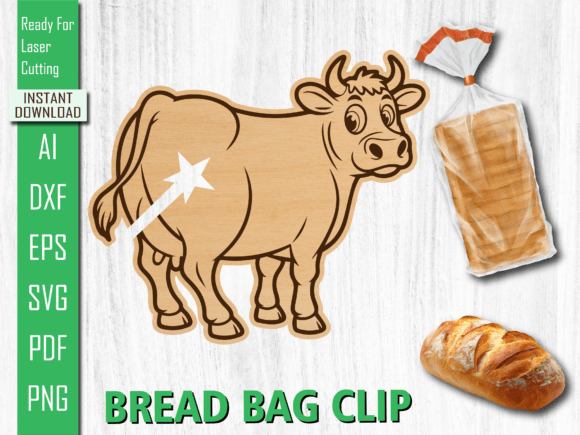 Bull Bread Bag Clip, Animal Laser Cut