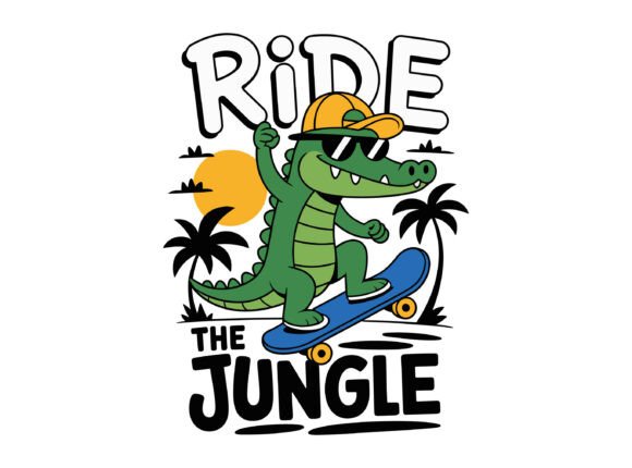 Crocodile Drive Car Kids Vector for T-Shirt Designs
