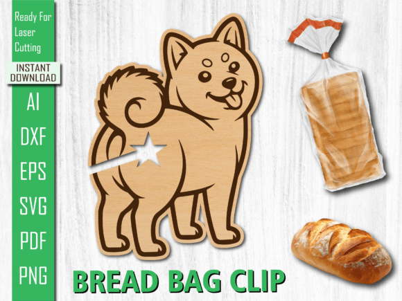 Cute Happy Dog Bread Clip SVG for Laser Cutting
