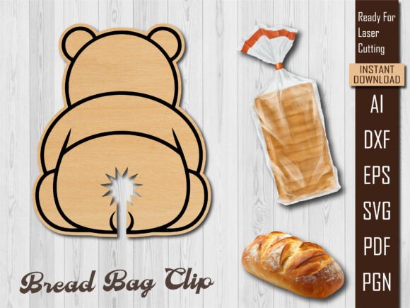 Cute Panda Bread Clip Laser Cut for Home Decor