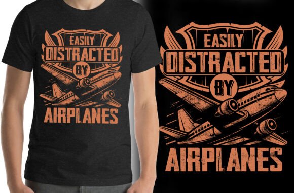 Easily Distracted by Airplanes T-Shirt Graphic