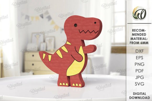 Fun Dino Shelf Sitter Laser Cut for Creative Projects