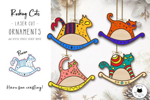Funny Cat Christmas Ornaments Laser Cut for Winter Amp