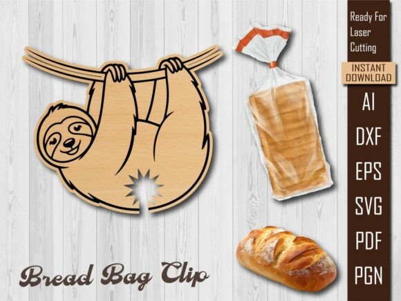 Hanging Laser Cut Sloth Bread Clip SVG for Home Decor