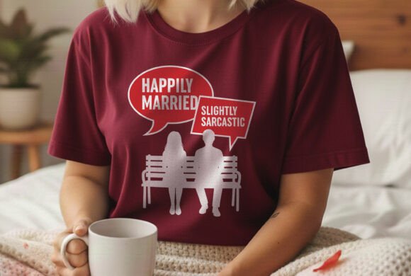 Happily Married Slightly Sarcastic Tee Graphic Design