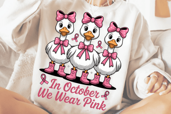 In October We Wear Pink Goose PNG Design for T-Shirt Graphics
