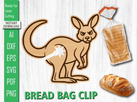 Kangaroo Bread Clip: A Playful Laser Cutting Asset