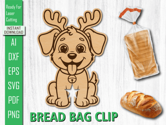 Laser Christmas Reindeer Dog Bread Clip for Creative Designers