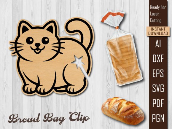 Laser Cut Cat Bread Clip SVG for Creative Branding and Marketing