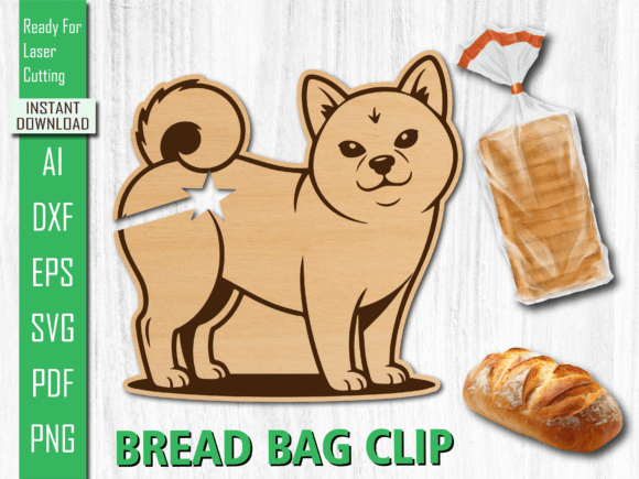 Laser Cut Chubby Rounded Dog Bread Clip for Home Decor