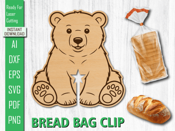 Laser Cut Cute Bear Shaped Bread Clip