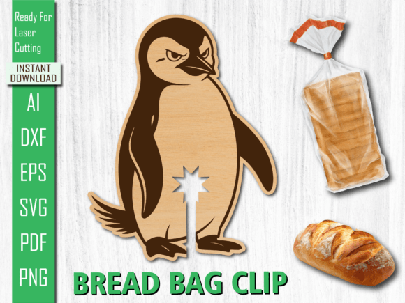 Laser Cut Cute Penguin Bread Bag Clip