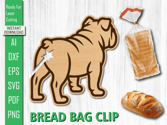 Laser Cut French Bull Dog Bread Clip SVG