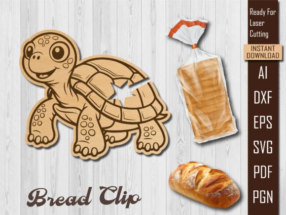 Laser Cut Turtle Bread Clip for Home Decor Projects