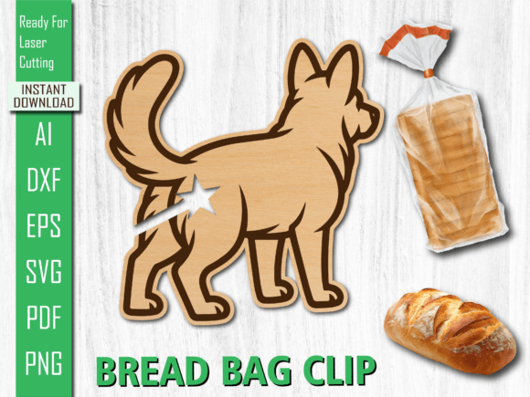 Laser Cut Walking Dog Bread Bag Clip for Creative Design