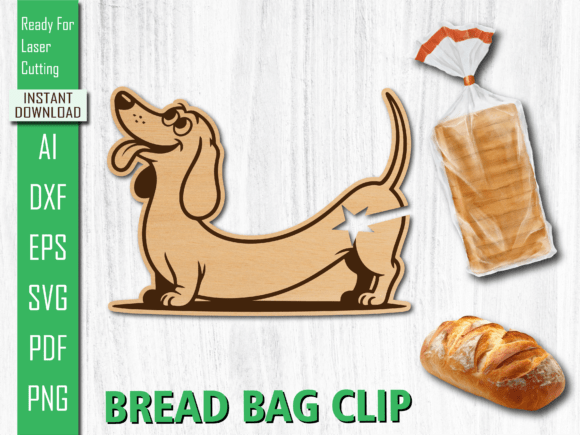 Lying Dog Bread Clip for Laser Cutting