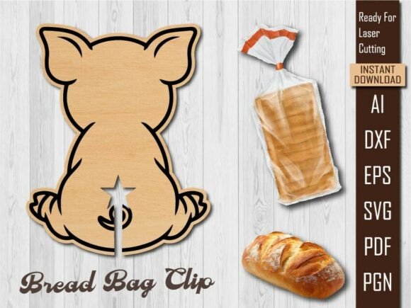 Pig Laser Cut Bread Clip SVG for Local Branding