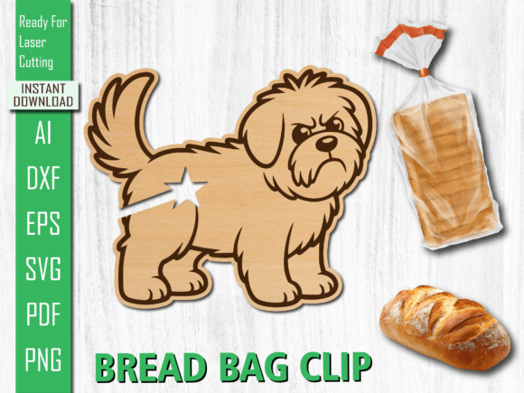 Shih Tzu Bread Clip: A Playful Laser Cutting Asset for Home Decor