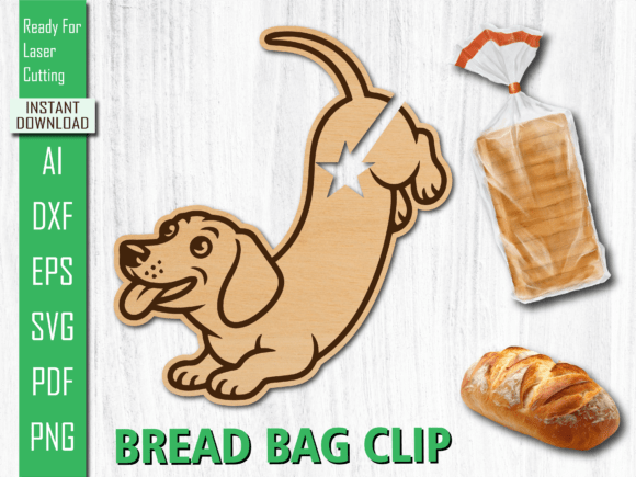 Stretching Dachshund Dog Bread Clip SVG